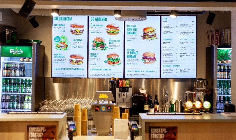 Fast food menu in restaurant